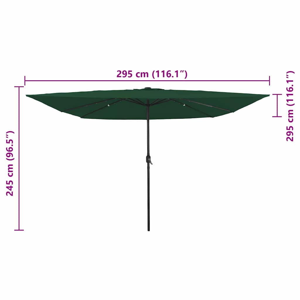 Garden Parasol Green 295 x 295 x 245 cm Polyester and Steel