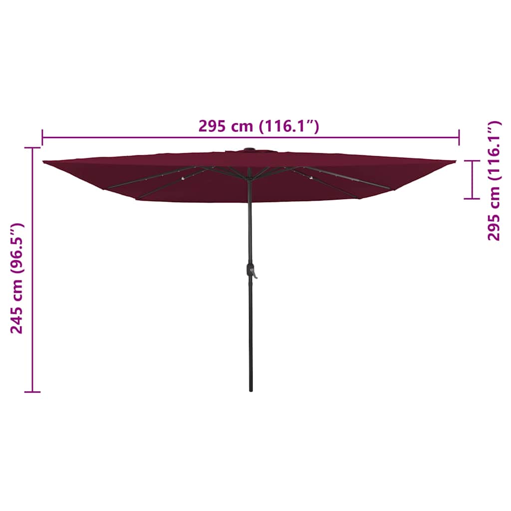 Garden Parasol Bordeaux Red 295 x 295 x 245 cm