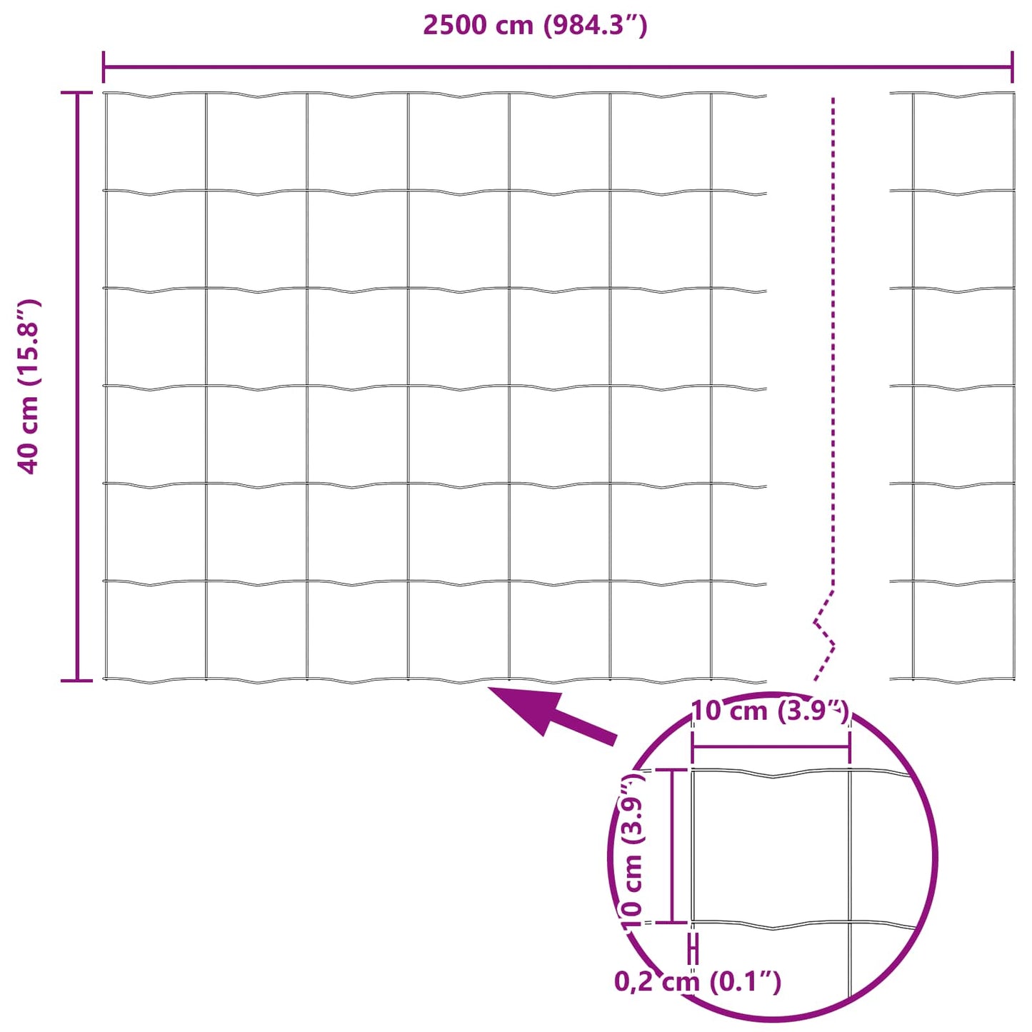 Euro Fence 0.4 x 25 m PVC-coated iron Grey