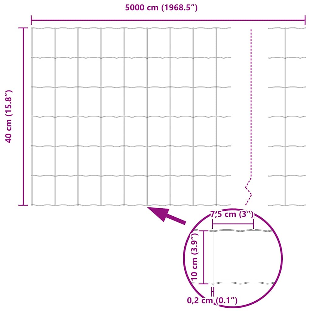 Euro Fence 0.4 x 50 m PVC-coated iron Grey