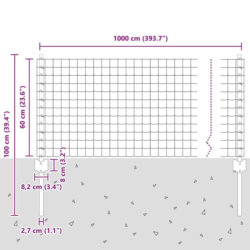 Euro Fence with Post 10 x 0.6 m PVC-Coated Steel Green Mesh