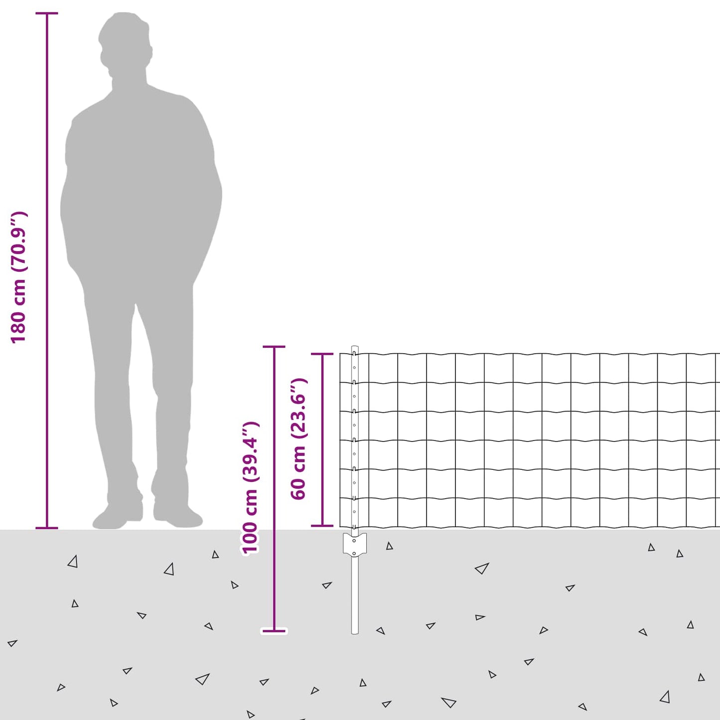 Euro Fence with Post 10 x 0.6 m Galvanised Steel Silver Mesh