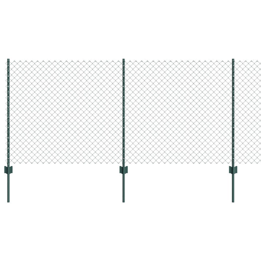 Chainlink Fence with Post 10 x 1 m PVC-Coated Steel Green Mesh