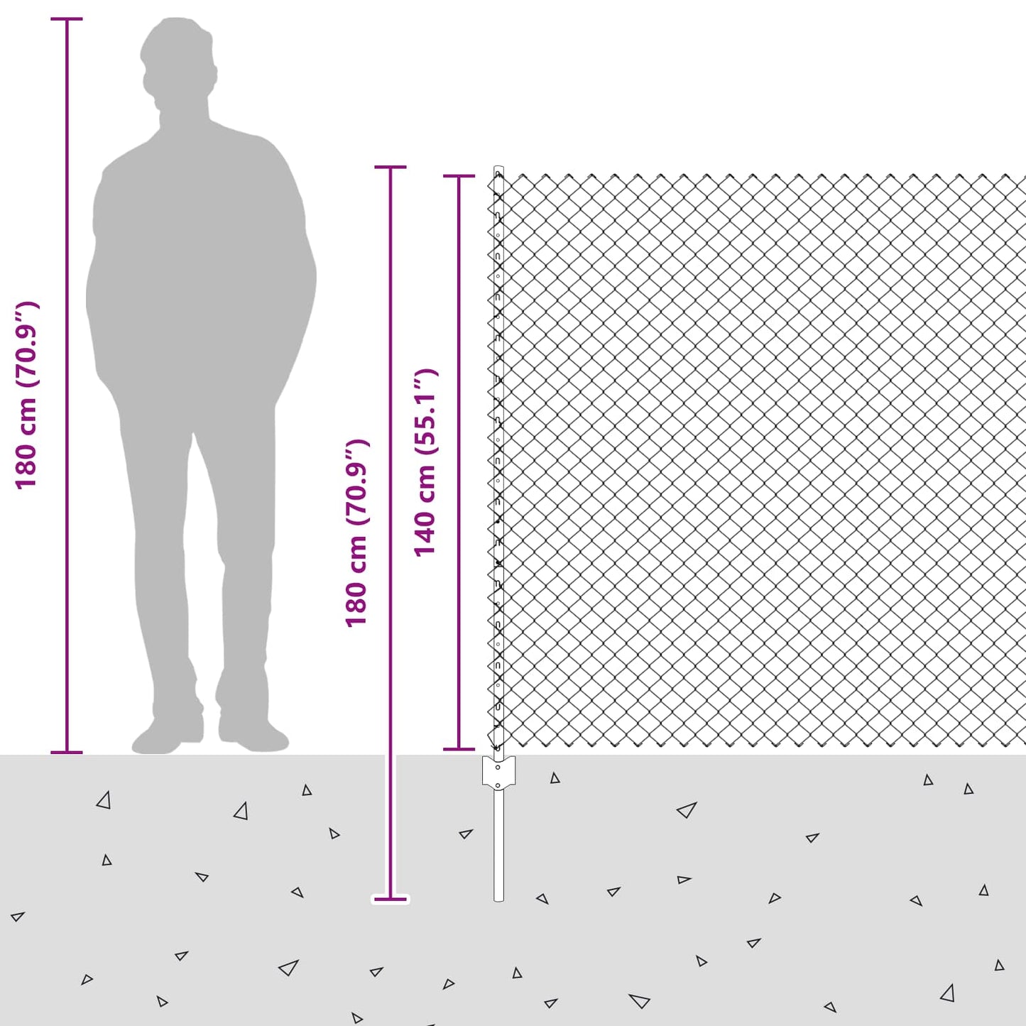 Chainlink Fence with Post 10 x 1.4 m PVC-Coated Steel Green