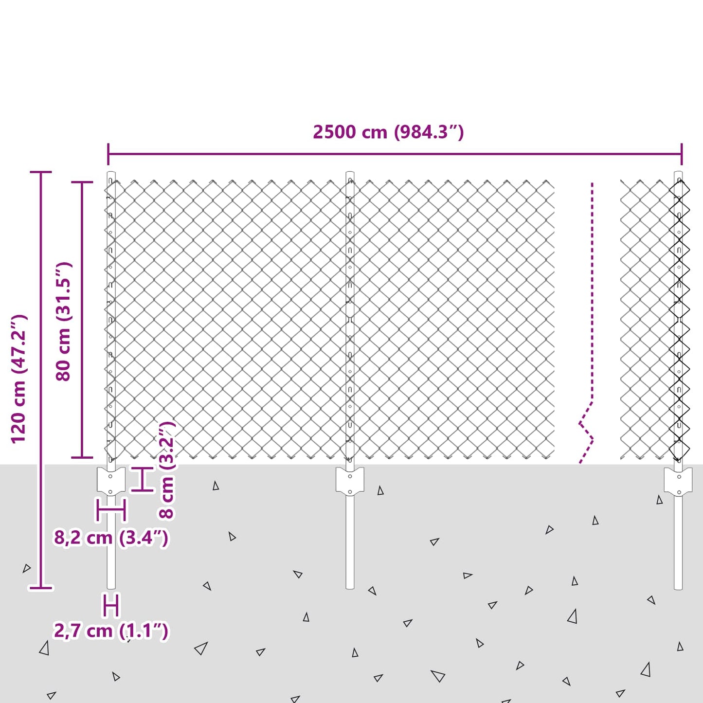 Chainlink Fence with Post 25 x 0.8 m PVC-Coated Steel Green