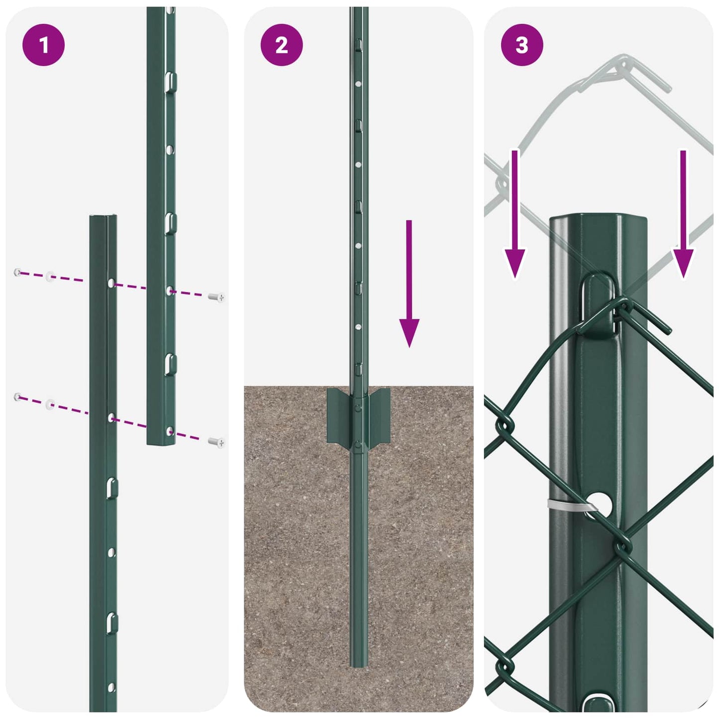 Chainlink Fence with Post 25 x 1 m PVC-Coated Steel Green Mesh