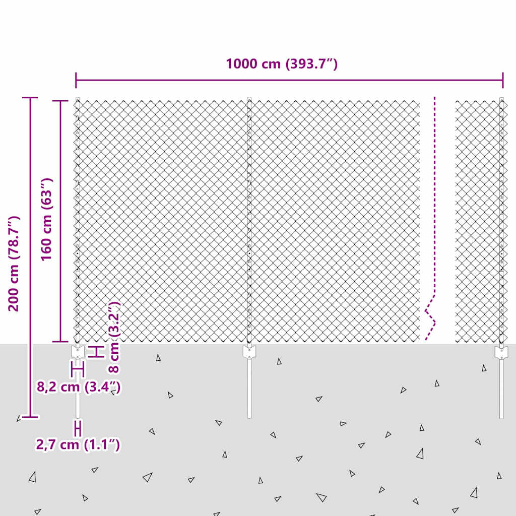 Chainlink Fence with Post 10 x 1.6 m Galvanised Steel Silver