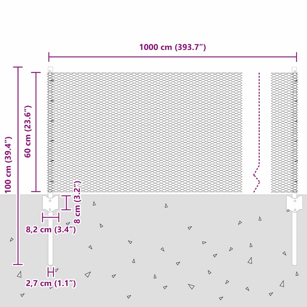 Hexagonal Fence with Post 10 x 0.6 m PVC-Coated Steel Green