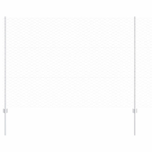 Hexagonal Fence with Post 10 x 1.5 m Galvanised Steel Silver