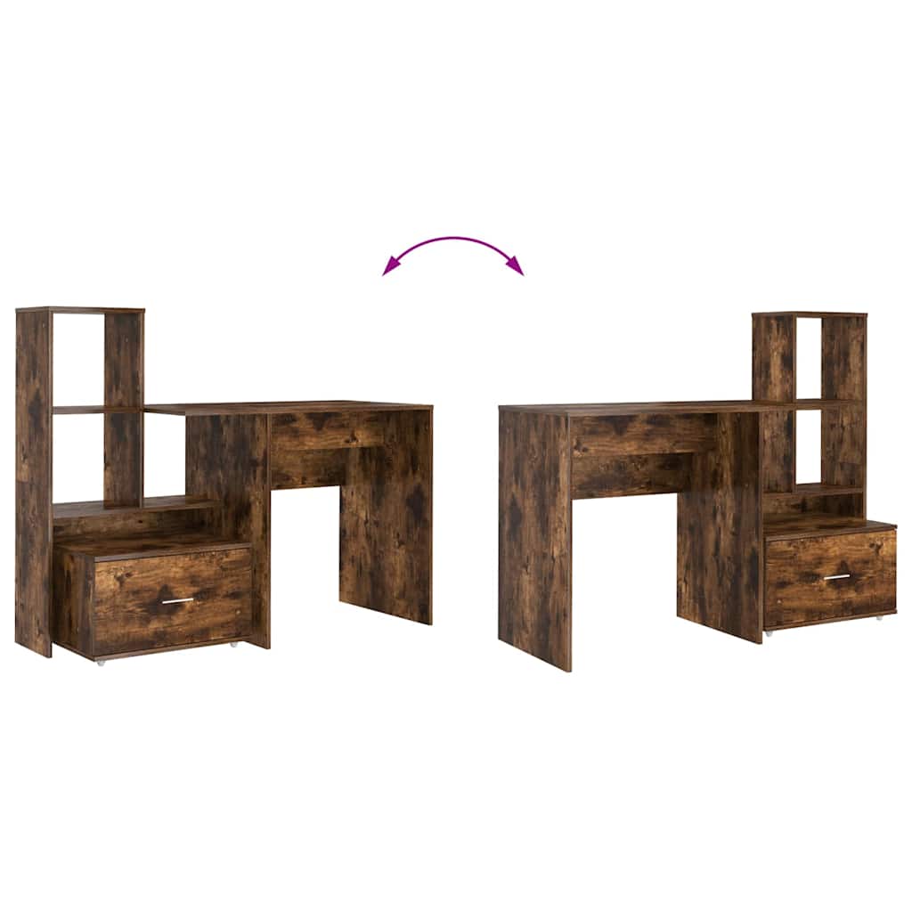 Desk Smoked Oak Engineered Wood 131.5 x 50 x 106.5 cm