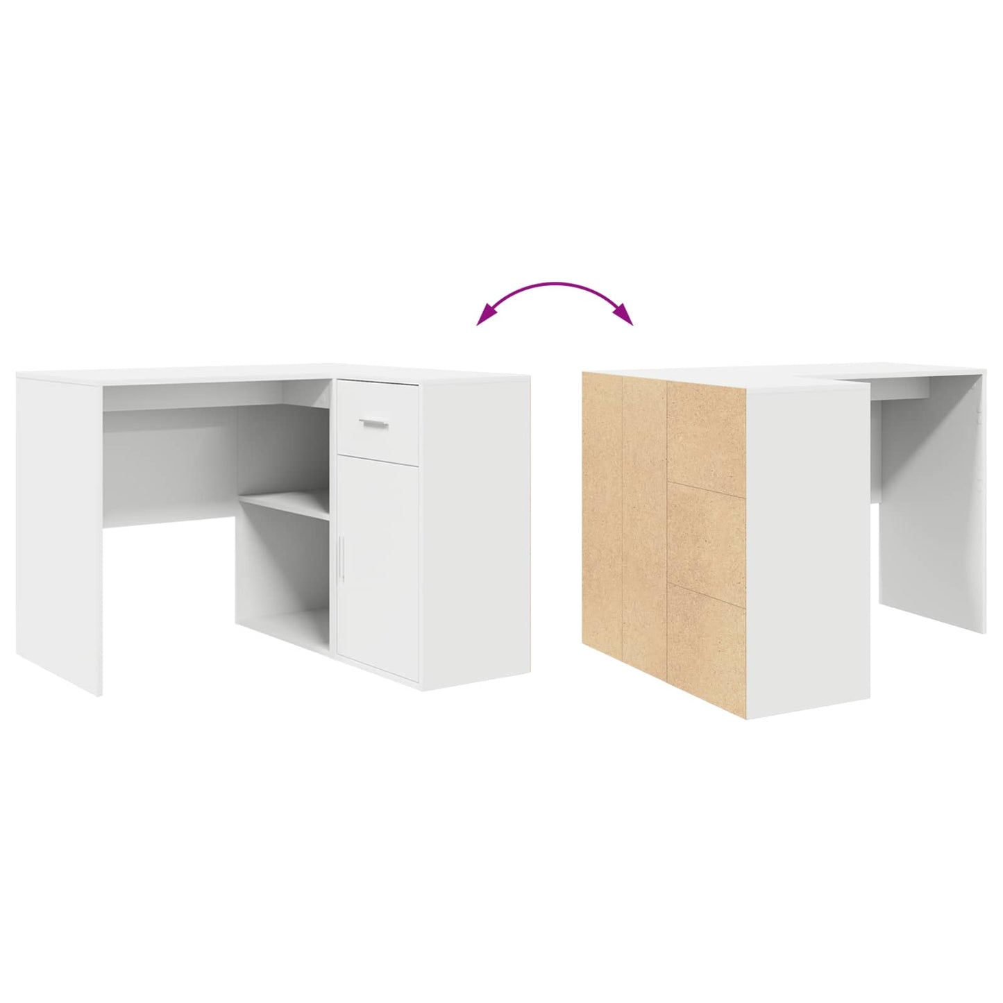 Corner Desk with Drawer with Shelf White 102 x 88 x 75 cm