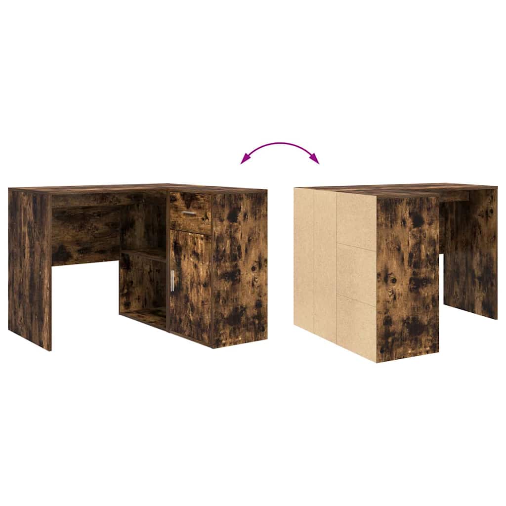 Corner Desk with Drawer with Shelf Smoked Oak 102 x 88 x 75 cm