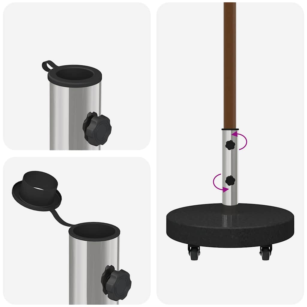 Parasol Base 30kg Black Granite and Stainless Steel Round