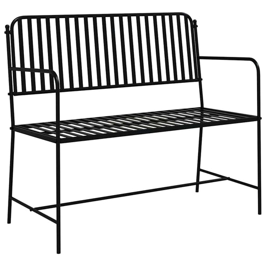 Garden Bench 2 -Seater 103.5 x 51.5 x 90 cm Steel Black
