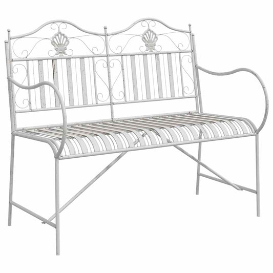Garden Bench 2 -Seater 103.5 x 59 x 89 cm Steel Antique White