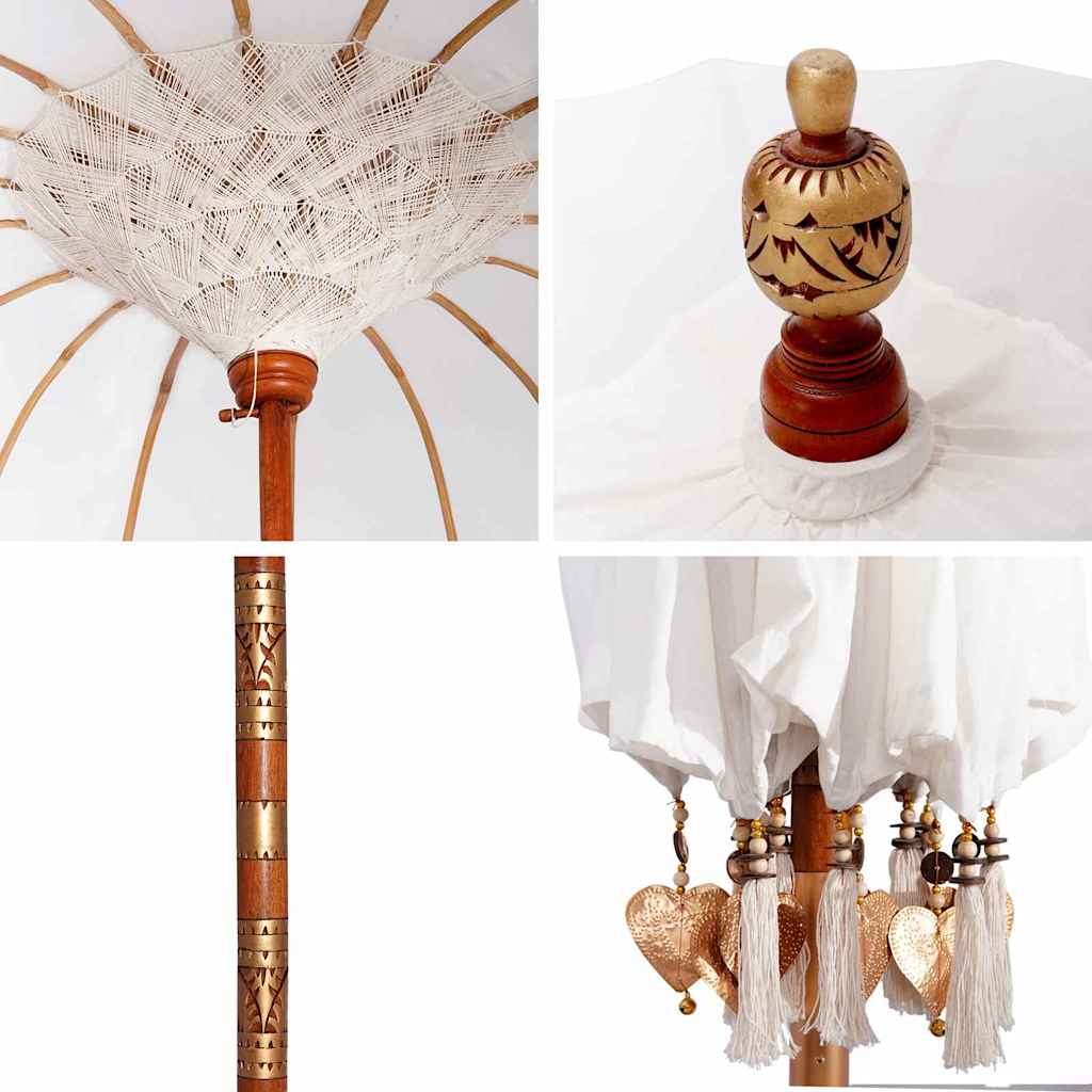Balinese Parasol Cream (210-220) x 260 cm Cotton and solid wood