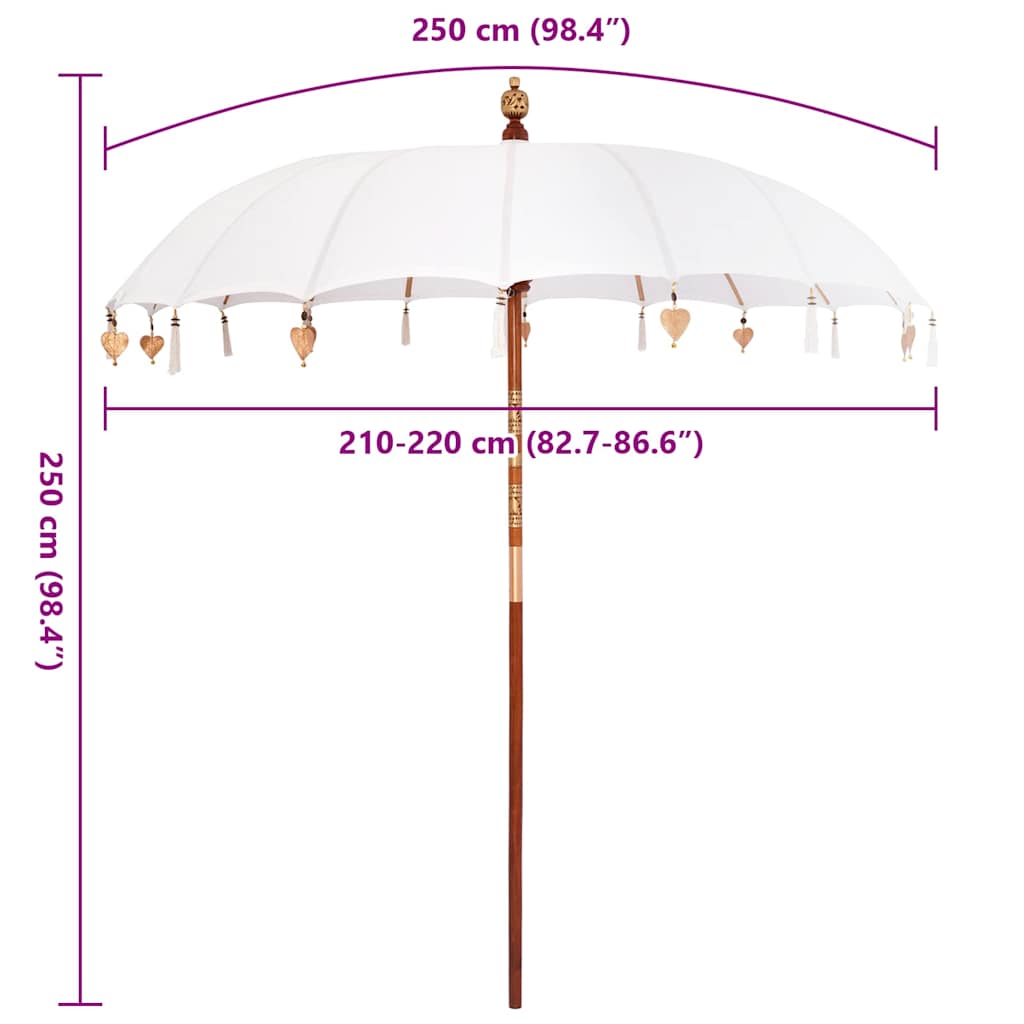 Balinese Parasol Cream (210-220) x 260 cm Cotton and solid wood