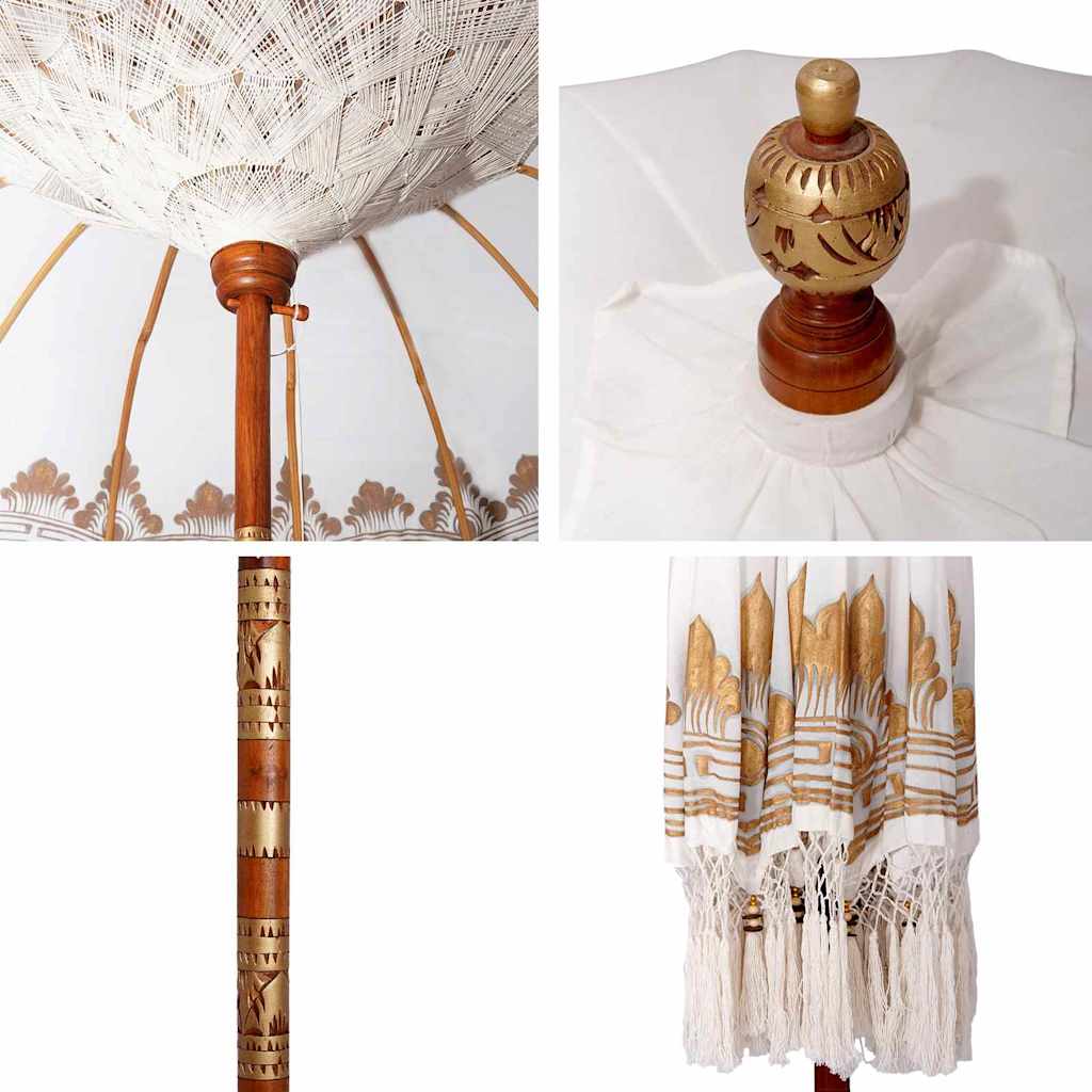 Balinese Parasol Cream (210-220) x 260 cm Cotton and solid wood