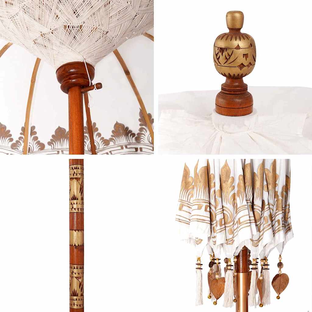 Balinese Parasol Cream (180-190) x 260 cm Cotton and solid wood