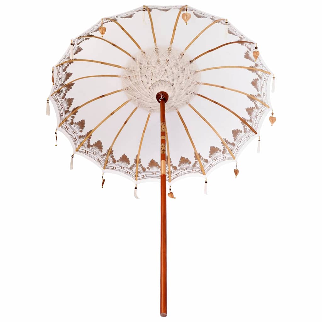 Balinese Parasol Cream (180-190) x 260 cm Cotton and solid wood