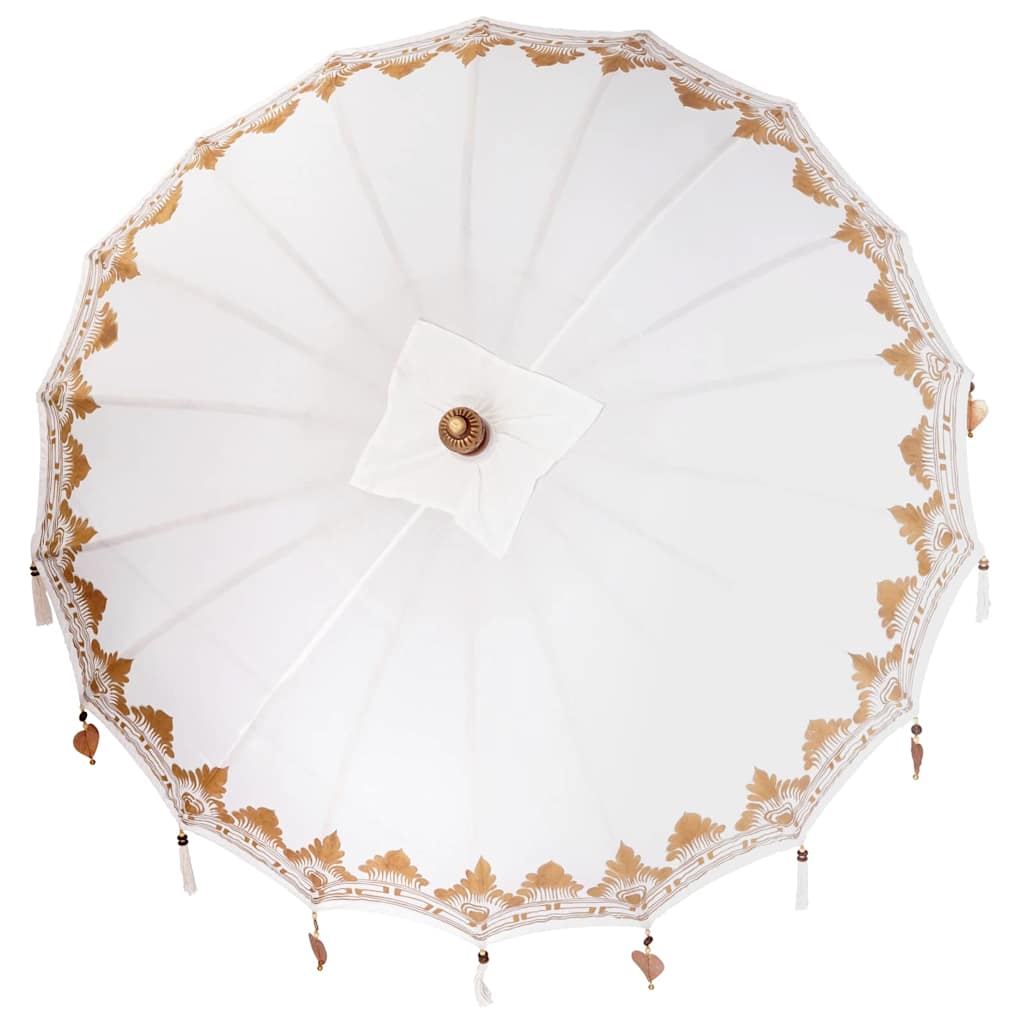 Balinese Parasol Cream (180-190) x 260 cm Cotton and solid wood