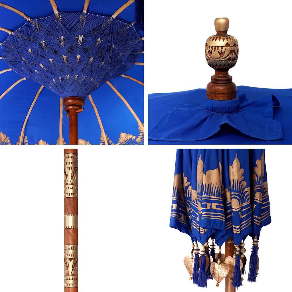Balinese Parasol Blue (180-190) x 260 cm Cotton and solid wood