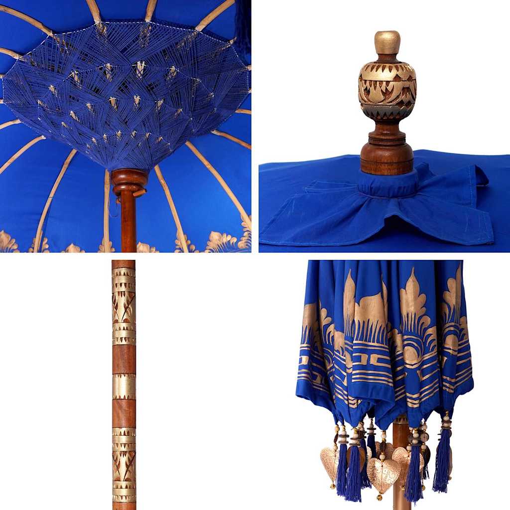 Balinese Parasol Blue (210-220) x 260 cm Cotton and solid wood