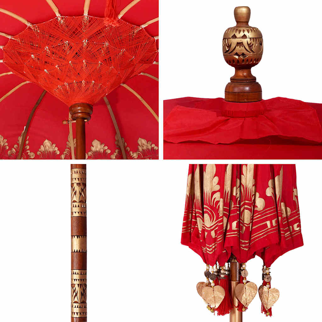 Balinese Parasol Red (180-190) x 260 cm Cotton and solid wood