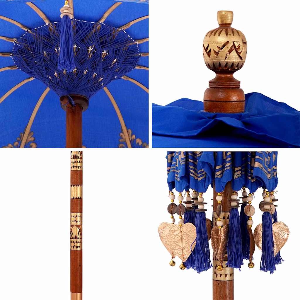 Balinese Parasol Blue (90-100) x 260 cm Cotton and solid wood