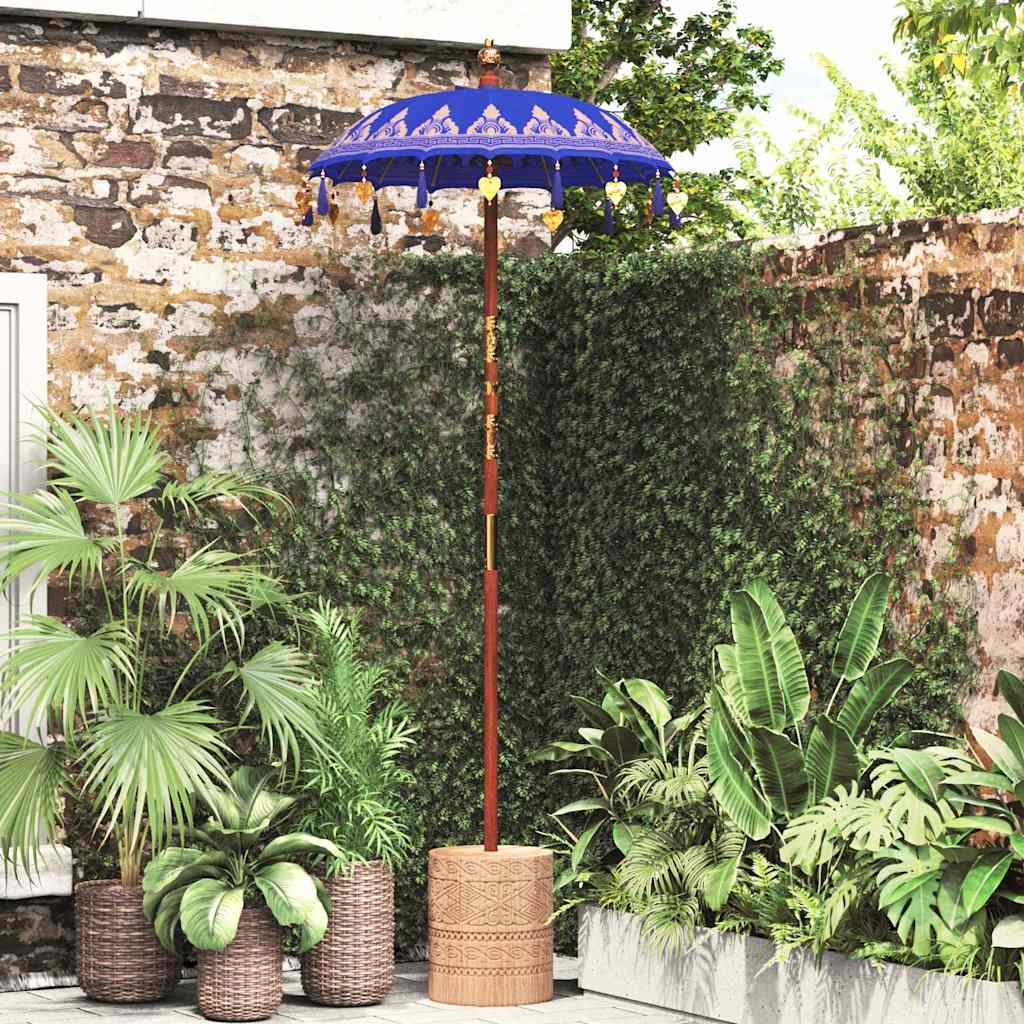 Balinese Parasol Blue (90-100) x 260 cm Cotton and solid wood