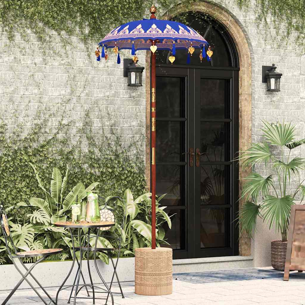 Balinese Parasol Blue (90-100) x 260 cm Cotton and solid wood