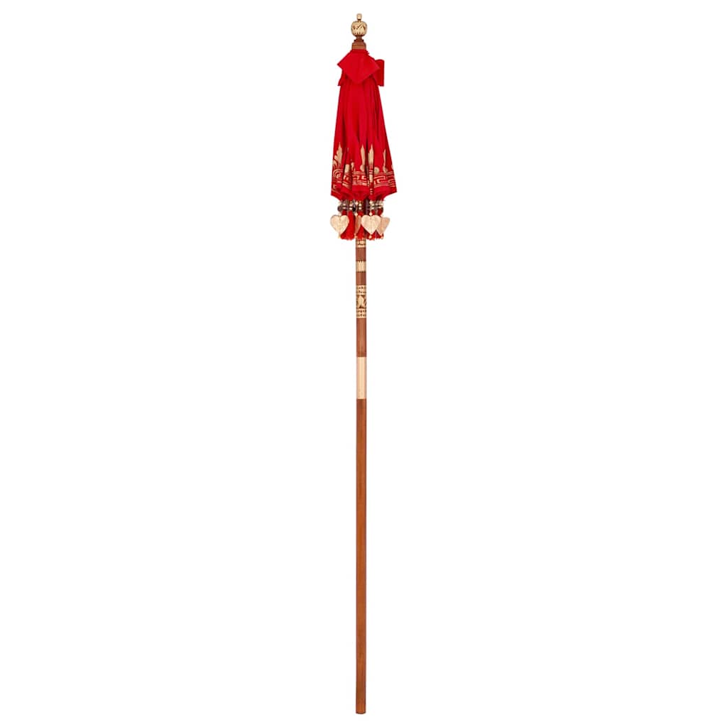 Balinese Parasol Red (90-100) x 260 cm Cotton and solid wood