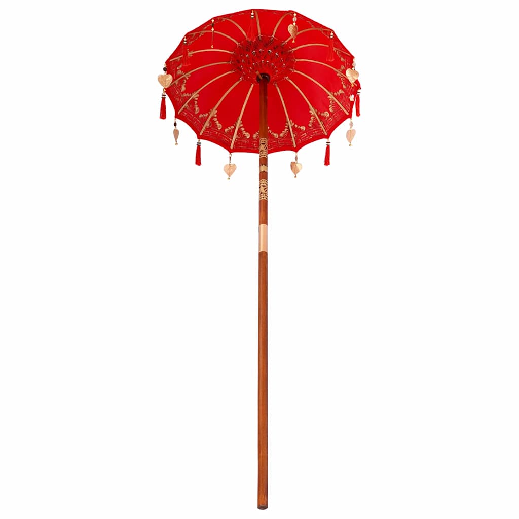 Balinese Parasol Red (90-100) x 260 cm Cotton and solid wood