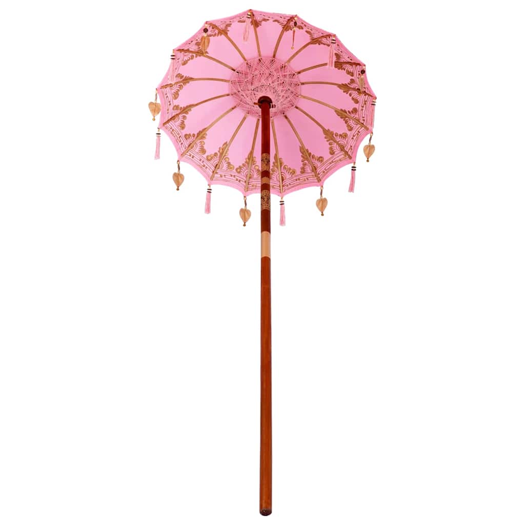 Balinese Parasol Pink (90-100) x 260 cm Cotton and solid wood