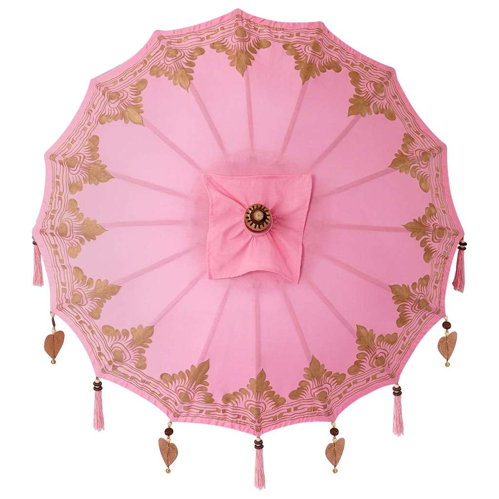 Balinese Parasol Pink (90-100) x 260 cm Cotton and solid wood