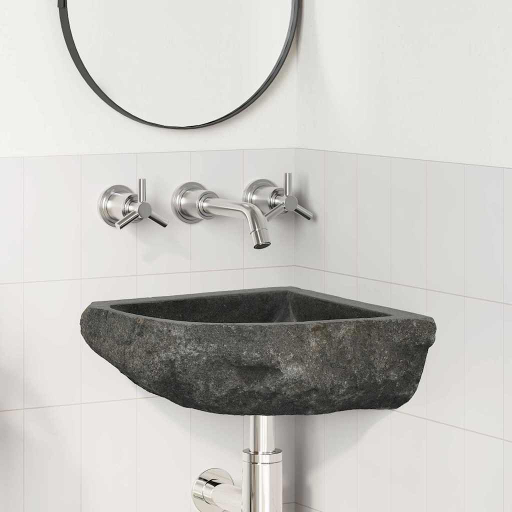 Wall Hung Corner Basin Grey (30-37) x (30-37) x 12 cm