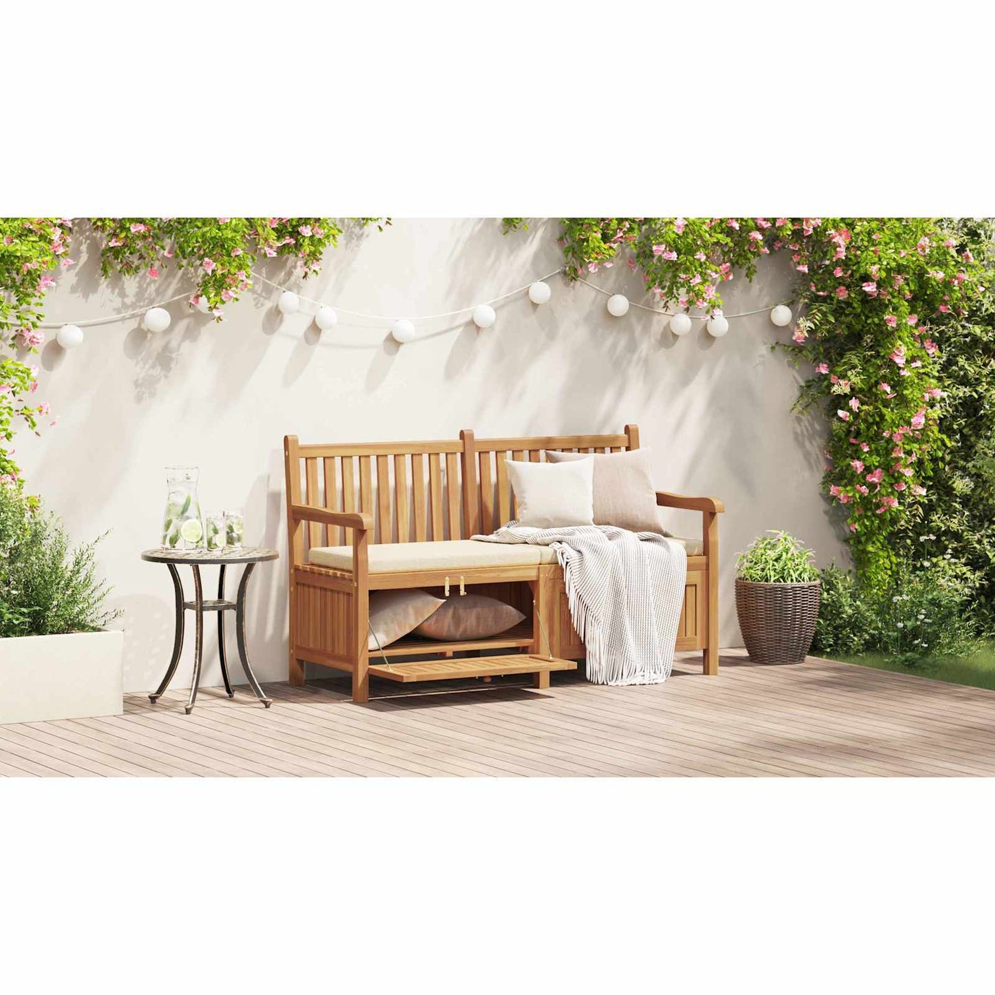 Garden Bench with Storage 150 x 60 x 90 cm Solid Teak Wood