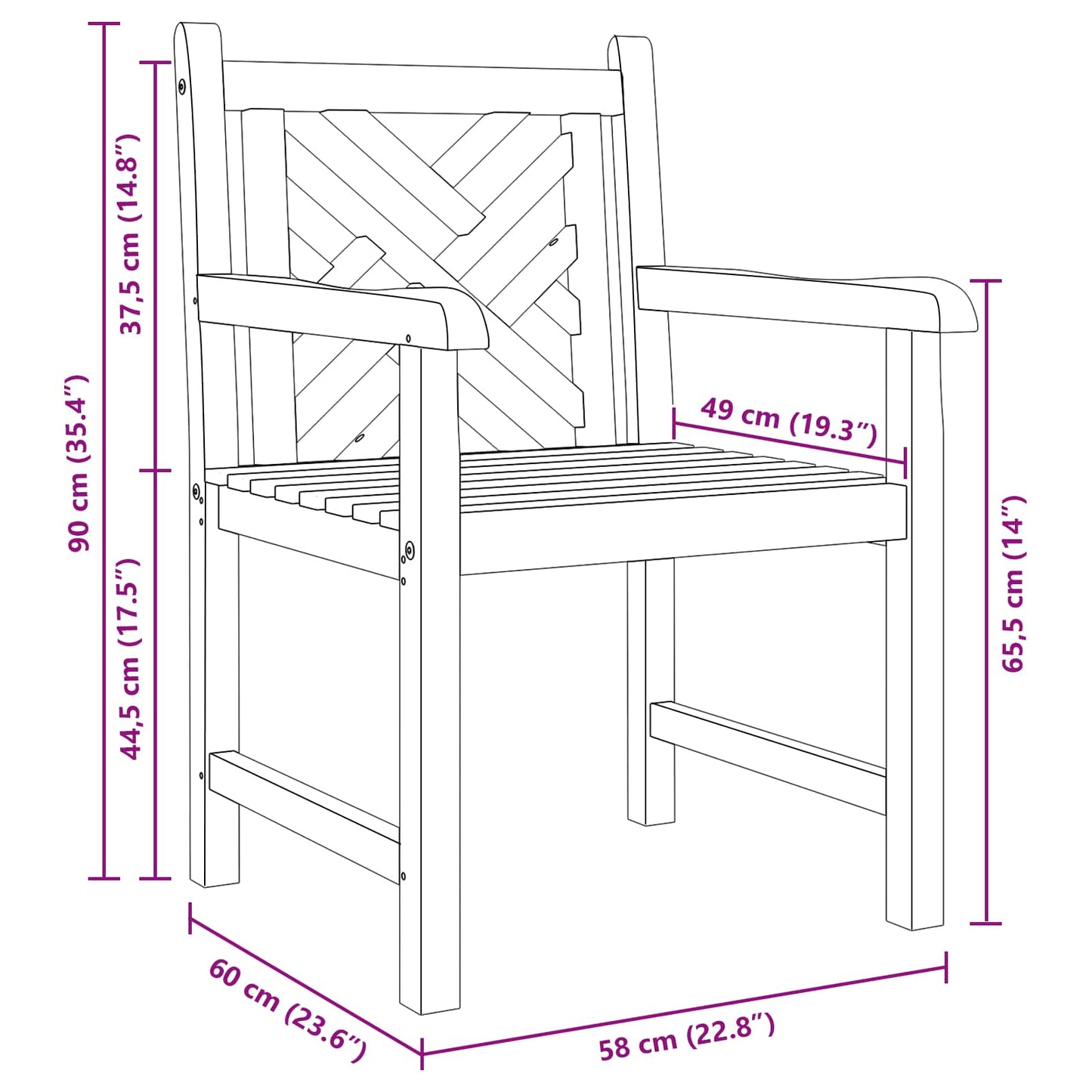 Garden Chair 2 pcs Solid Teak Wood