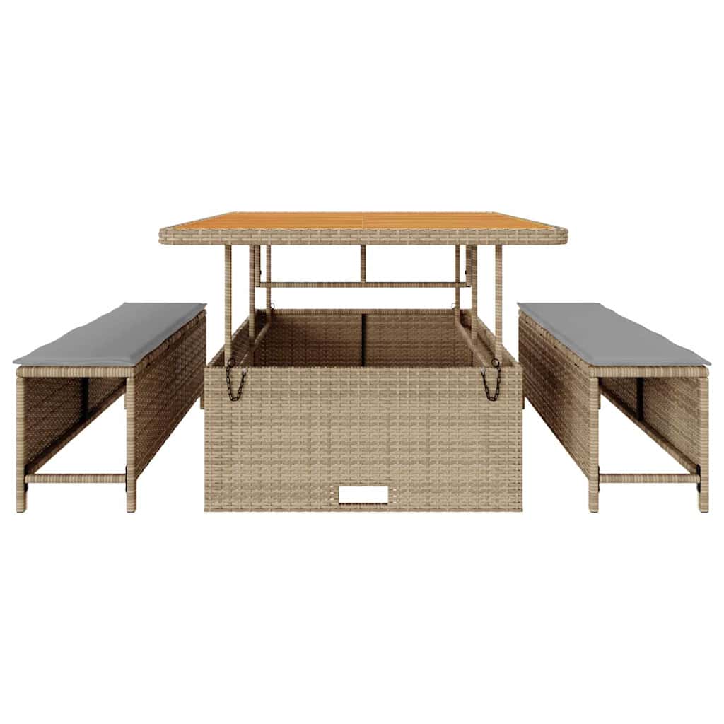 Garden Dining Set Beige Poly rattan