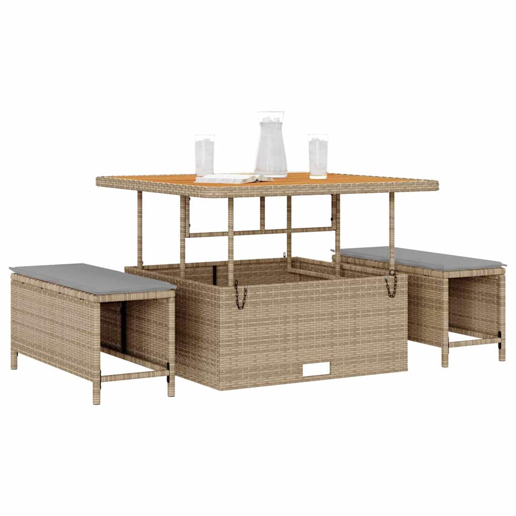 Garden Dining Set Beige Poly rattan