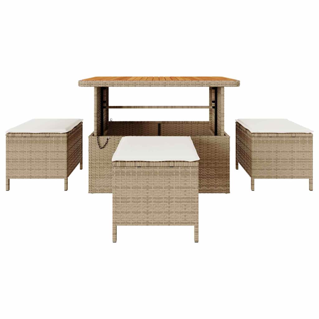 Garden Dining Set Beige Poly rattan