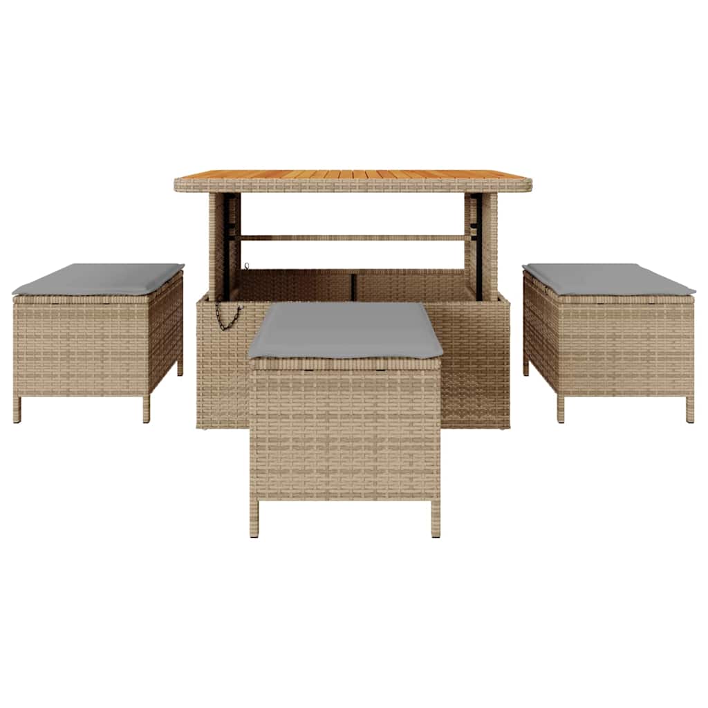 Garden Dining Set Beige Poly rattan