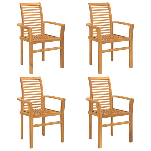 Dining Chair 4 pcs Solid Teak Wood Brown 62 x 55 x 94 cm