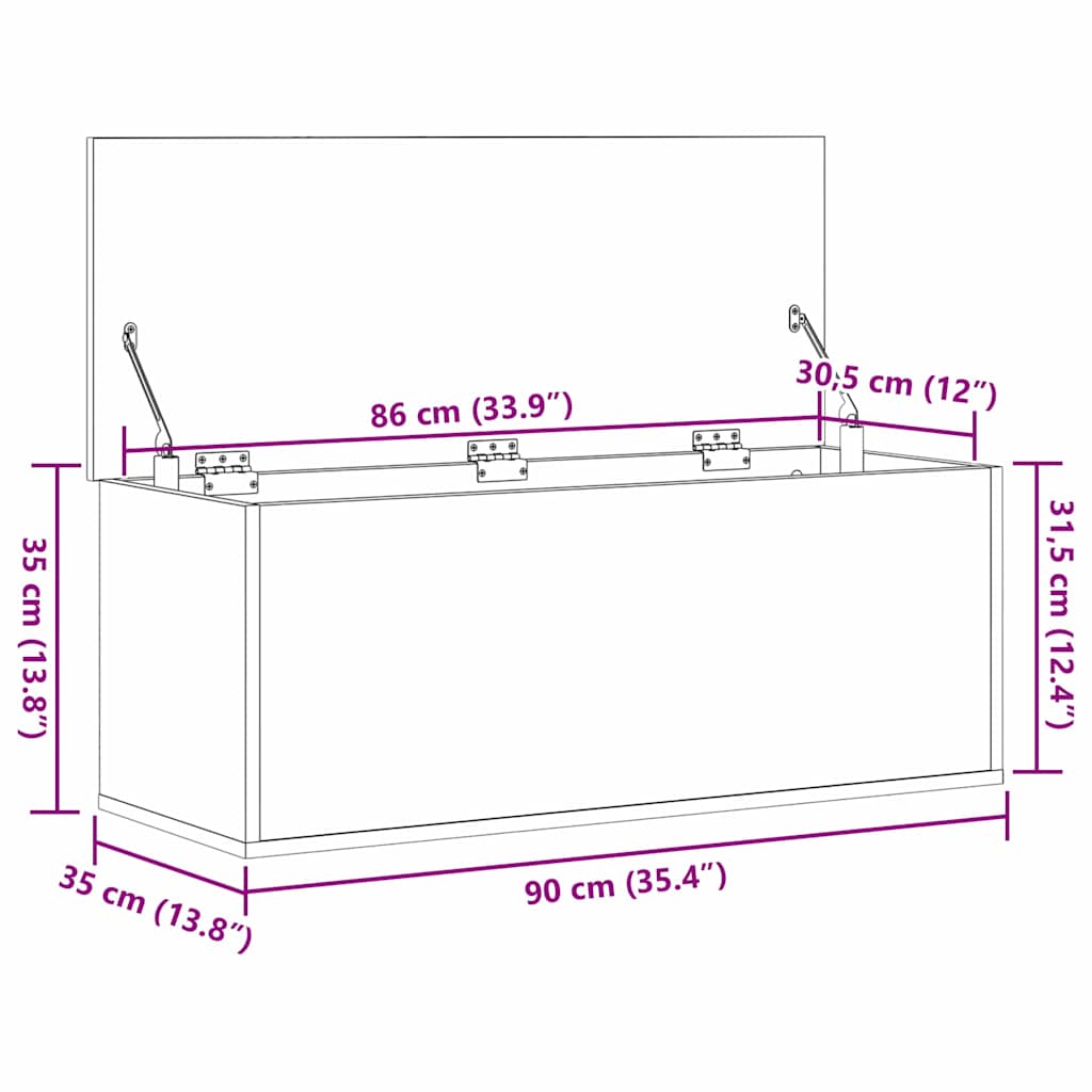Storage Box Old Wood 90 x 35 x 35 cm Engineered Wood