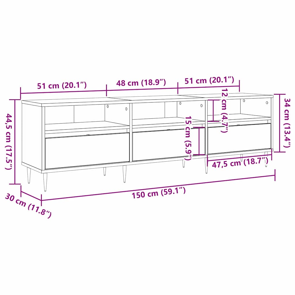 TV Cabinet 150 x 30 x 45 cm Artisan Oak Engineered Wood