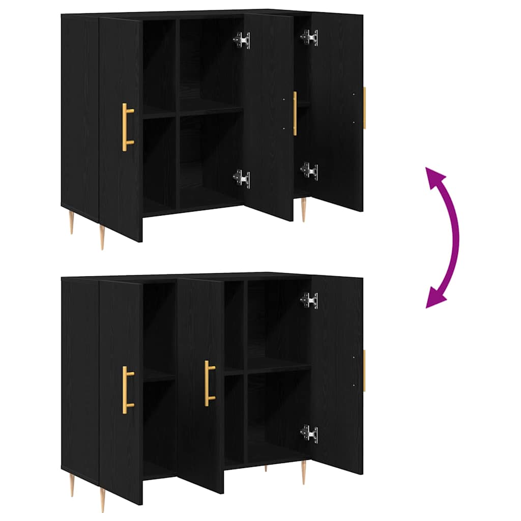 Sideboard Black Oak 90 x 34 x 80 cm Engineered Wood