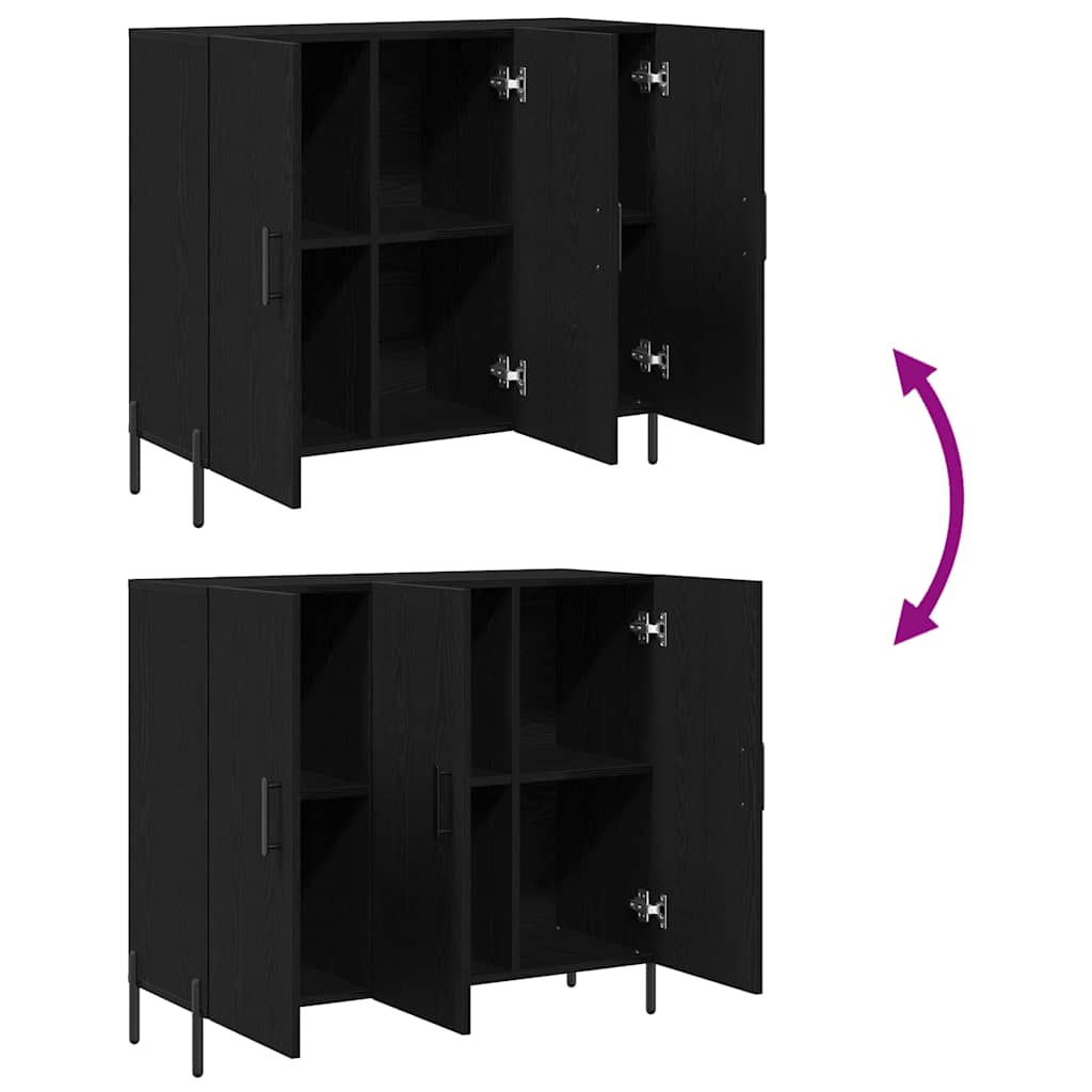 Sideboard Black Oak 90 x 34 x 80 cm Engineered Wood