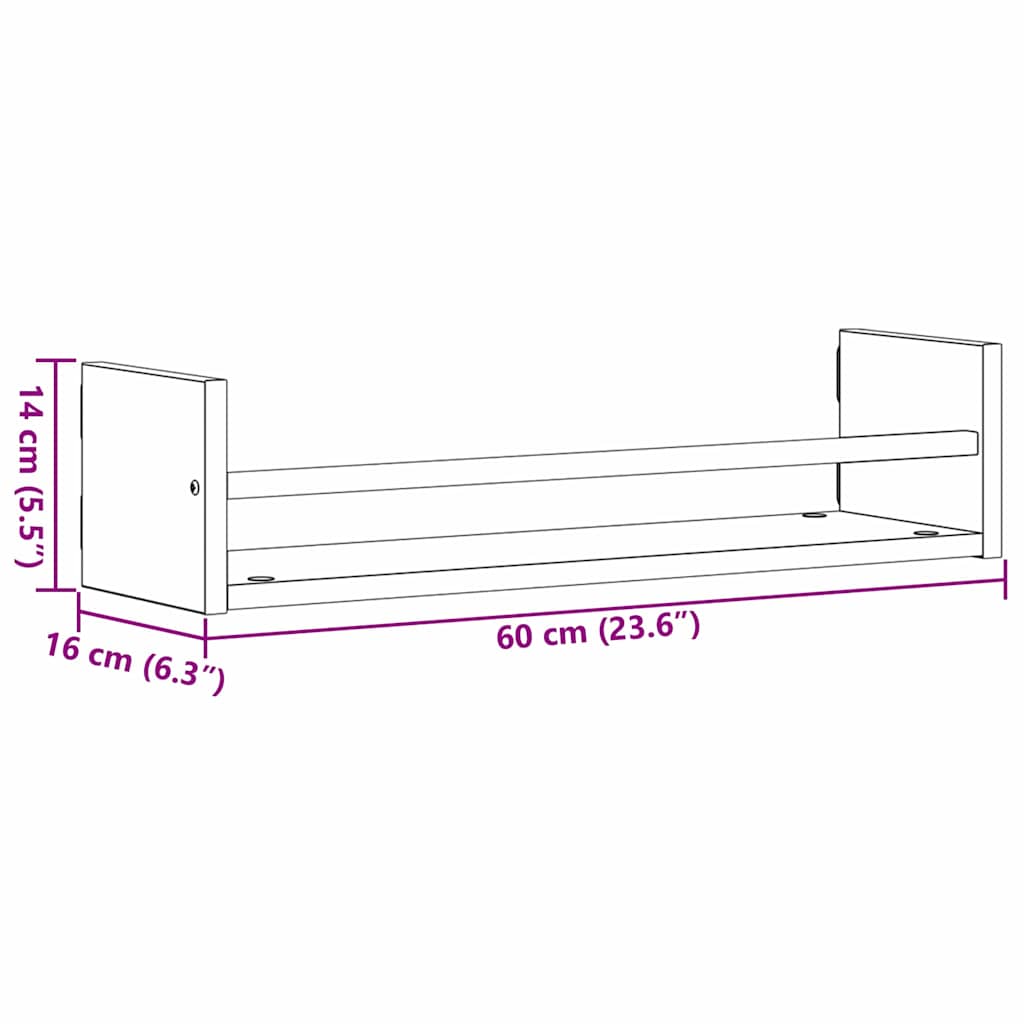 Wall Shelf 2 pcs Old Wood 60 x 16 x 14 cm