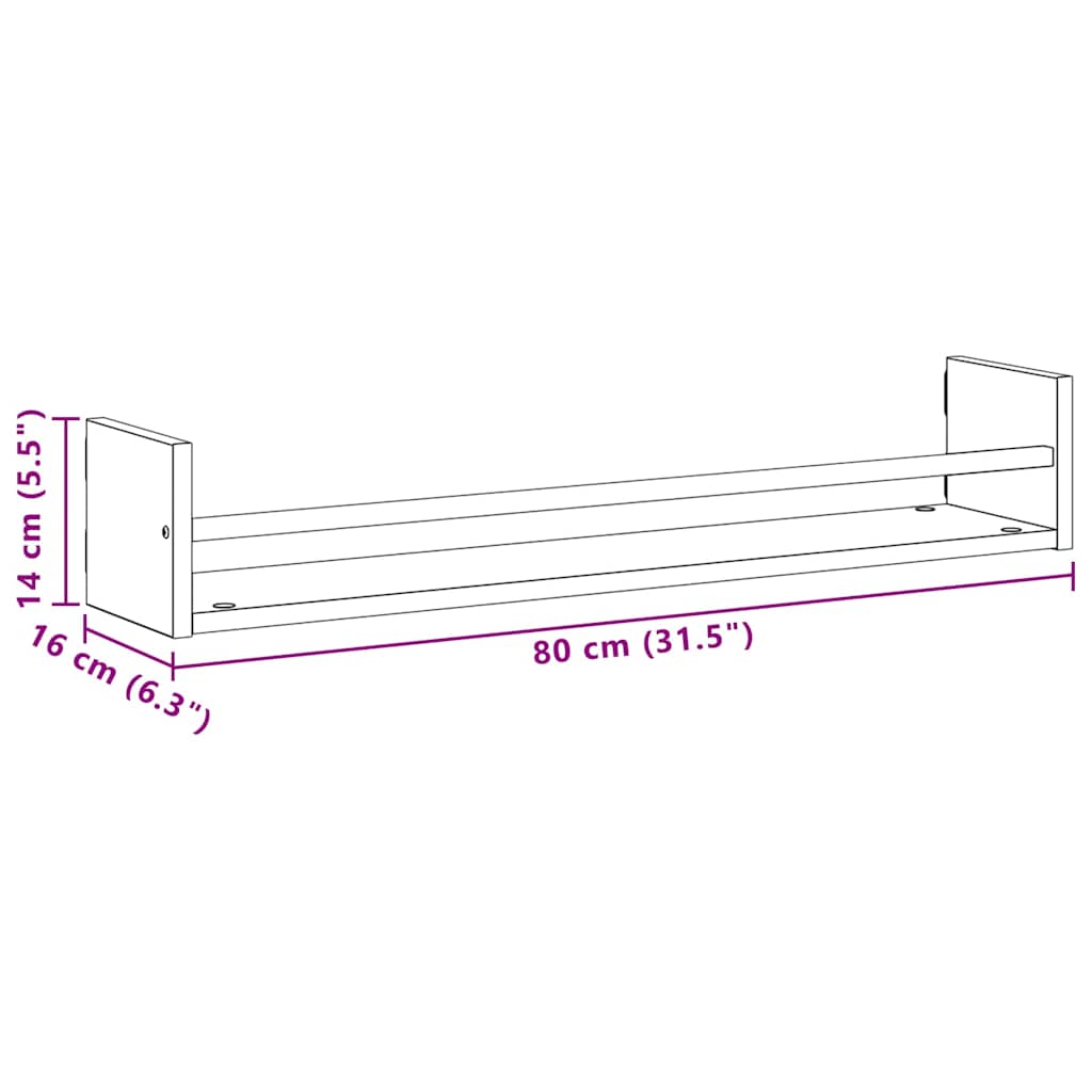 Wall Shelf 2 pcs Old Wood 80 x 16 x 14 cm