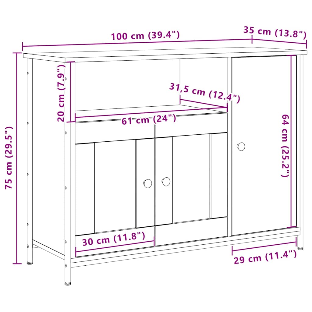 Sideboard Artisan Oak 100 x 35 x 75 cm